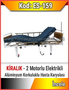 Kiralık iki motorlu tabanca korkuluklu hasta karyolası