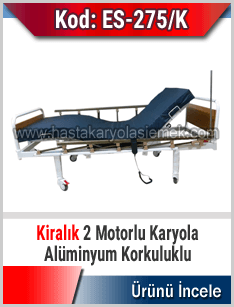 Kiralık iki motorlu tabanca korkuluklu hasta karyolası